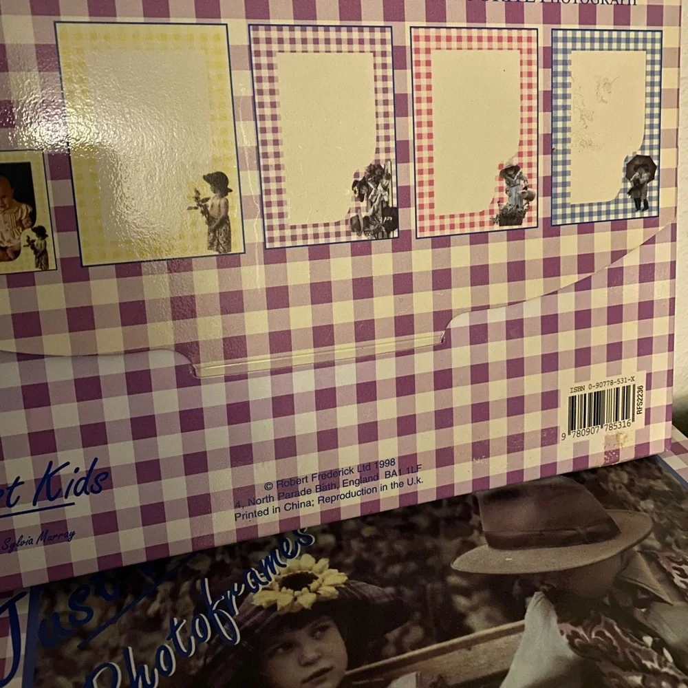 NEW Purple White Gingham Picture Frame Set Cottagecore Farmhouse Decor